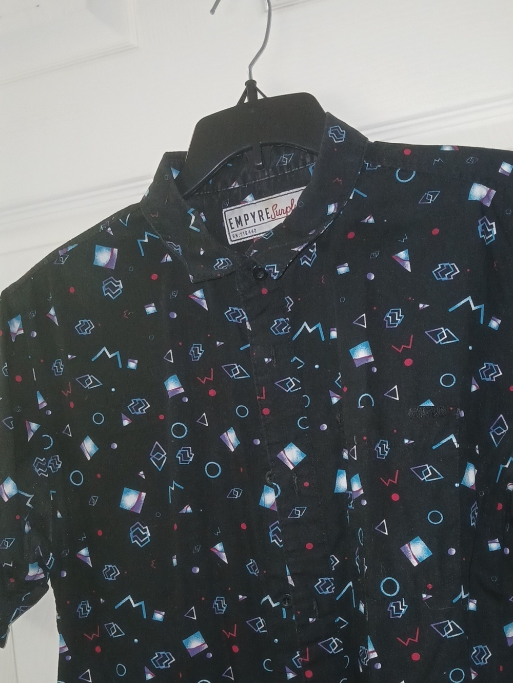 Empyre Black Geometric Print Short-Sleeve Shirt